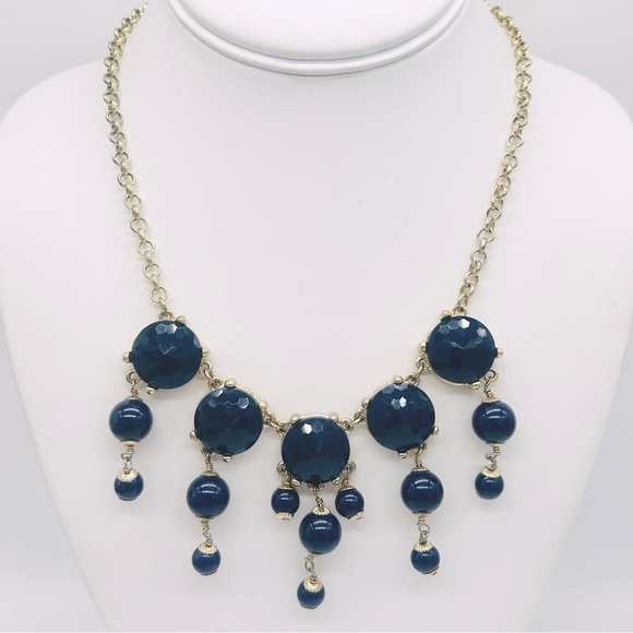 J. Crew Navy Blue Bauble Drop Necklace - Picture 1 of 3